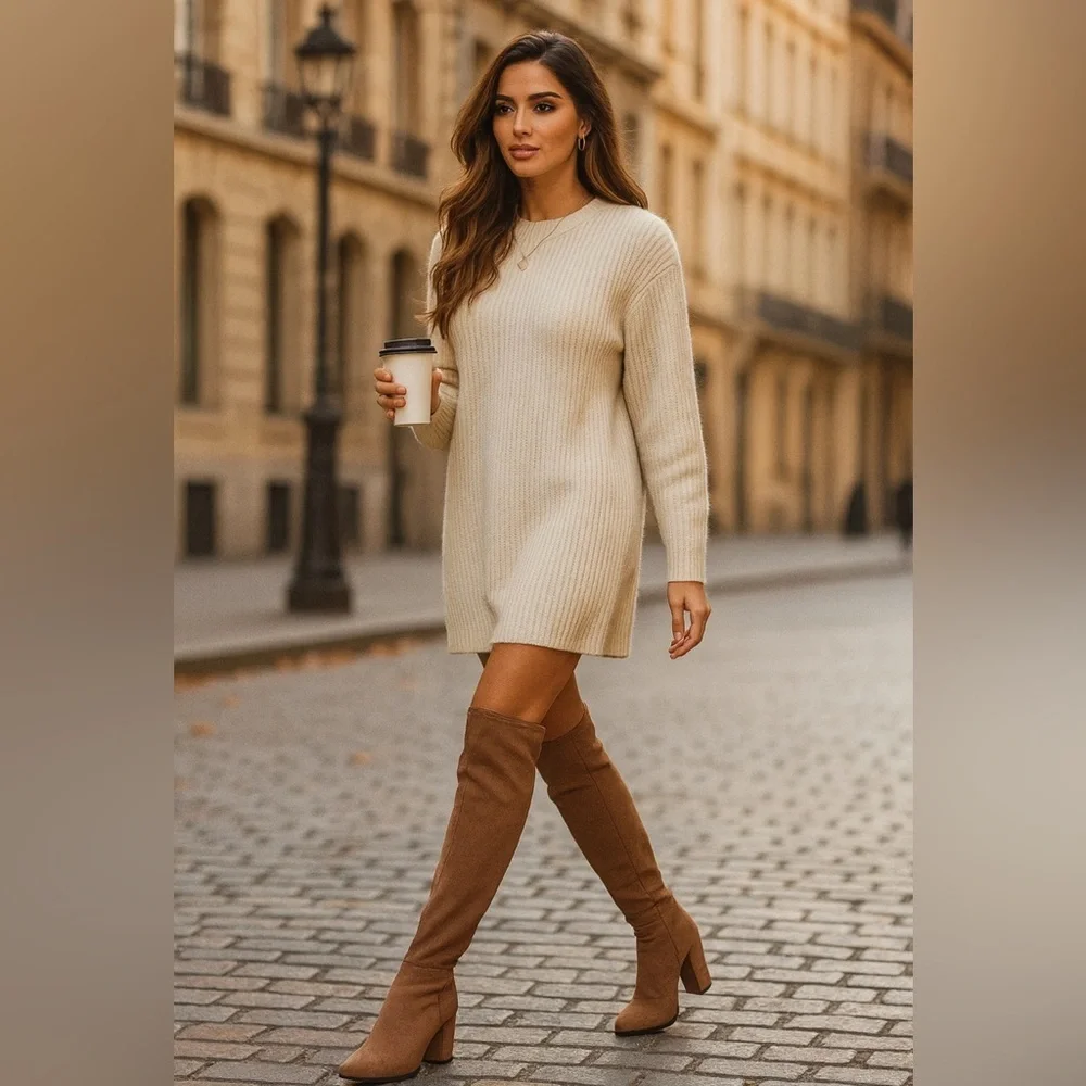 💃 Camel Suede Knee-High Boots • Tall Luxe Look • Soft Warm Glow ✨‎